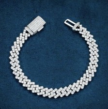 6 MM 925 sterling Silver Moissanite Cuban Bracelet 7 inch