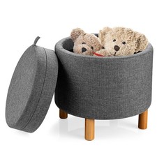 Accent Storing Footrest Tray Top Coffee Table Round Storage Ottoman with Tray