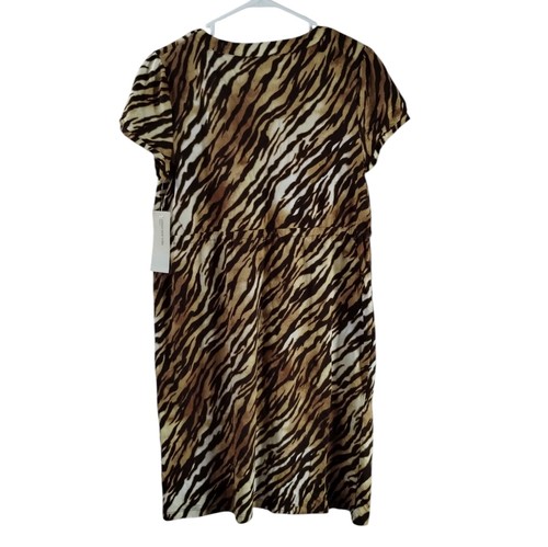 Jones New York Sport Tiger Striped Cotton Dress Stretch Women's Size Medium NWT - Picture 2 of 10