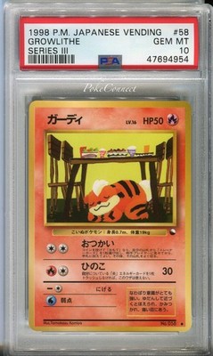 PSA 10 GEM MINT Pokemon Growlithe Vending Series 3 Japanese #58