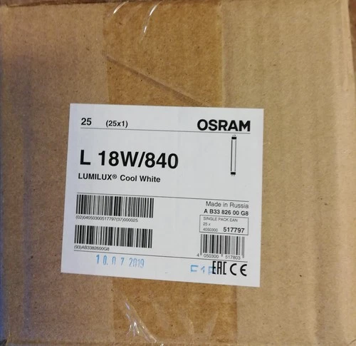 25 x Osram L 18W/840, G13, Lumilux, fluorescent lamp, T8 tube, cool white