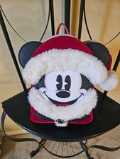 Loungefly Disney Mickey Mouse Red Faux Fur Santa Christmas 2019 Mini Backpack