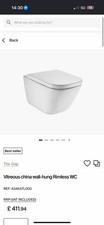 Image of Roca The Gap Wall-Hung Rimless WC Toilet Pan White 540x350 A34647L000