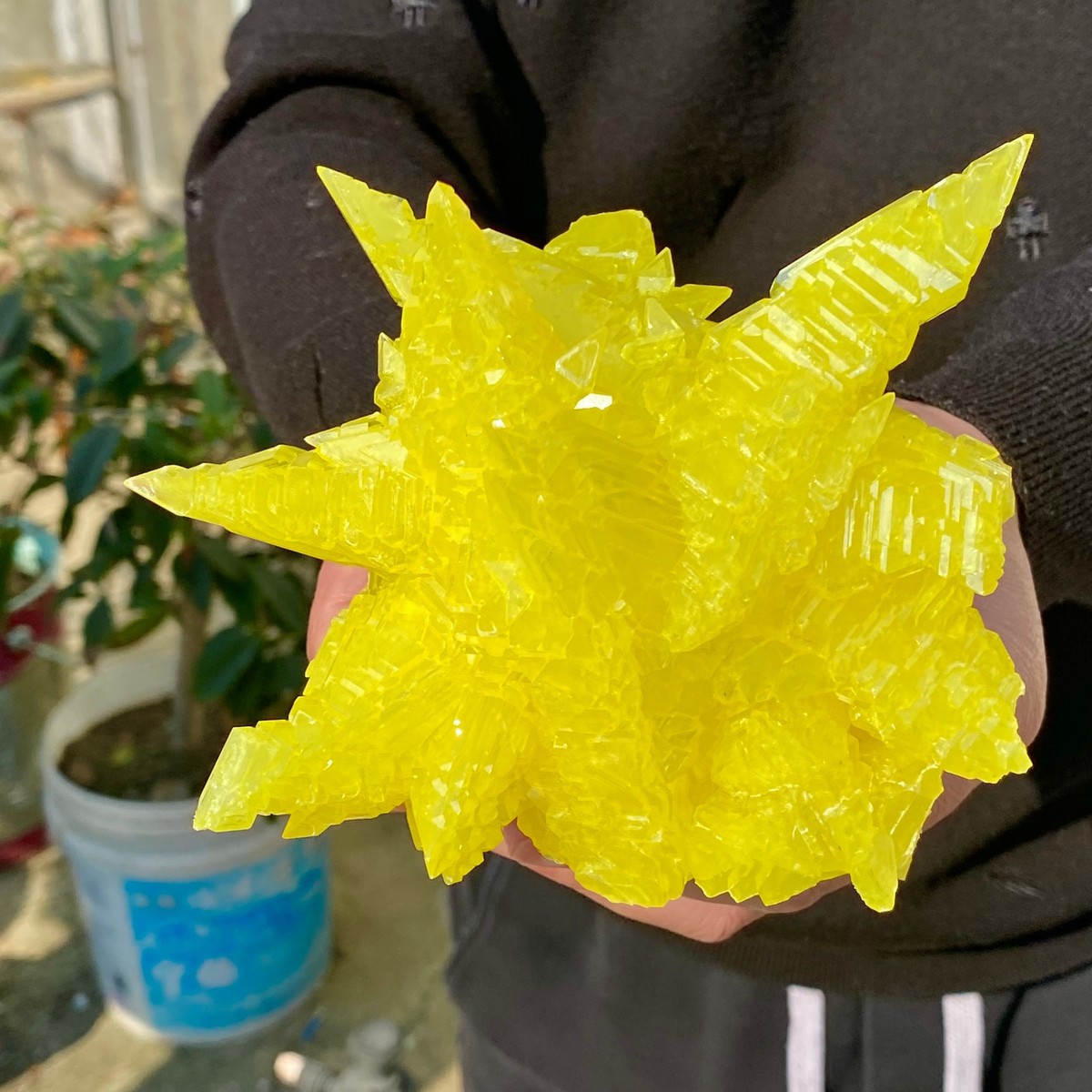 489G Rare Natural yellow sulfur crystal quartz crystal mineral