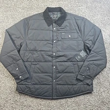Brixton Cass Jacket Mens XL Black Corduroy Insulated Snap Front Windbreaker NWT 