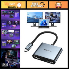 USB C to Dual HDMI Adapter 4K 60Hz, Type C HDMI Splitter for MacBook, Dell, Sams
