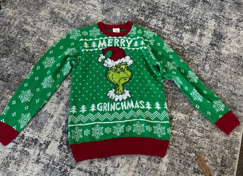 The Grinch Dr. Seuss Ugly Christmas Sweater Men Size M Medium Green Sweatshirt - Picture 1 of 8
