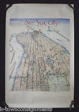 Manhattan New York City World Trade Center Vintage Graphic Art Poster