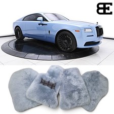 Genuine Light Blue Sheepskin Car Floor Mats fits Rolls Royce Dawn or Wraith