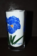 Boscul Vtg 1950's Peanut Butter Glass Dark Blue Dwarf Iris