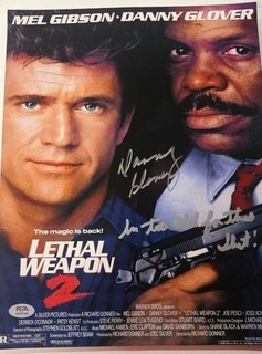 DANNY GLOVER SIGNED LETHAL WEAPON W/ MEL GIBSON 11X14 GLOSSY PHOTO. JSA COA