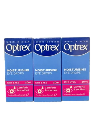 3x Optrex Moisturising Eye Drops 10ml | Dry Eyes |