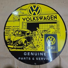VOLKSWAGEN DIENST PORCELAIN ENAMEL SIGN 29 X 29 INCHES