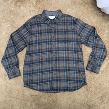 Weatherproof Vintage Men  s Plaid Flannel Button Down Shirt XL Gray Blue