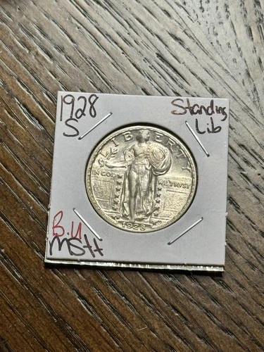 1928 S Standing Liberty Quarter Nice BU Uncirculated MS++ US 25c Coin (Raw18673)