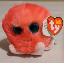 Ty Beanie Balls Baby Puffies SHELDON pink/red Octopus NEW