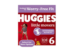 Huggies Little Movers Baby Diapers, Size 6 35 lbs , 108 Count