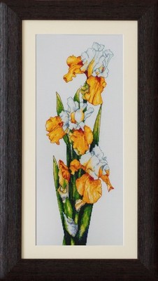 Counted cross stitch kit DIY unprinted canvas Yellow irises flowers craft 047