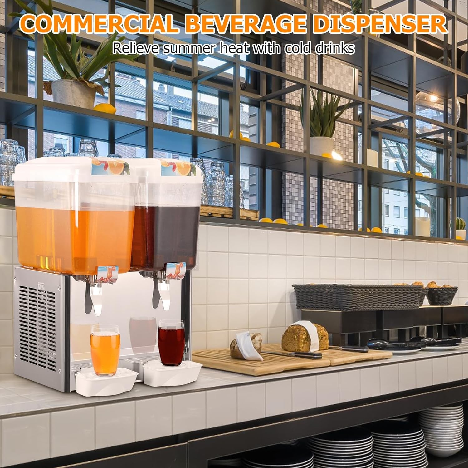 Commercial Cold Beverage Juice Dispenser Frozen Ice Drink 9.5 Gal 2 Tanks 280W