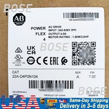 New Factory Sealed AB 22A-D4P0N104 PowerFlex 4 1.5kW 2.0HP AC Drive US Free Tax