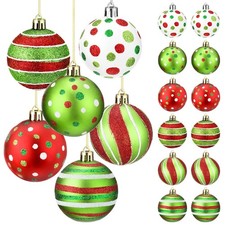 12 Pcs 2.4 Inch Christmas Ball Ornaments Glittering Plastic Hanging Decoratio...