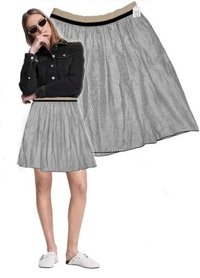 RAG & BONE Womens 4  Black White SVEA STRIPED LINEN BLEND SKIRT