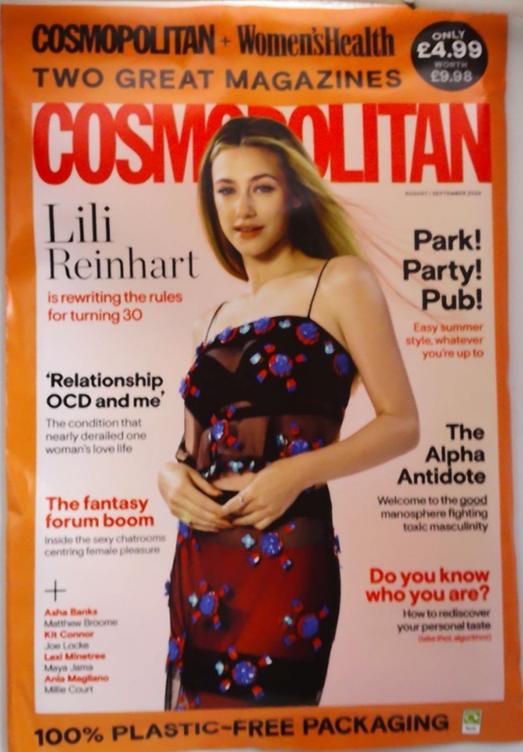 Cosmopolitan magazine Aug/Sep 2026 Lili Reinhart + Women's Health Jul/Aug 2026