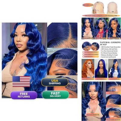 Blue Lace Front Wig Human Hair Body Wave 28 Inch 13x4 HD Lace For Black Women