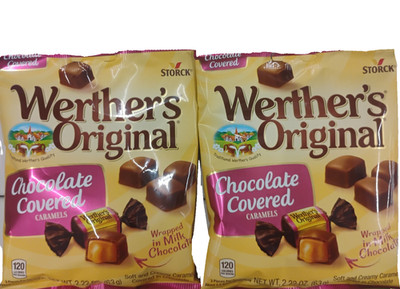 Lot of 2 STORCK Werther's Caramel Chocolate Covered,  Bag, 2.22 oz