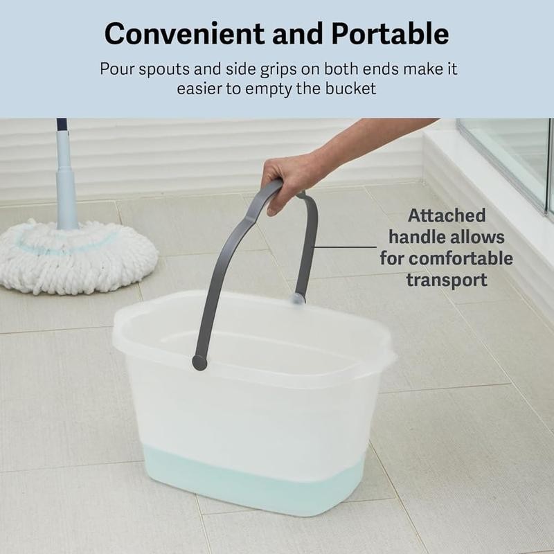 Rectangular Cleaning Bucket 4 Gallon W/ Handle Measuring Strip Pouring Spouts US