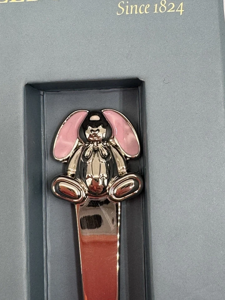 Cuchara de alimentación infantil Reed & Barton Gingham Bunny placa de níquel 2012 Foto 2 de 4