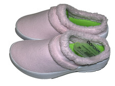 OOFOS OOcoozie Mule Shoe Womens Size 8 Pink Sherpa Comfort Ship On Slippers New