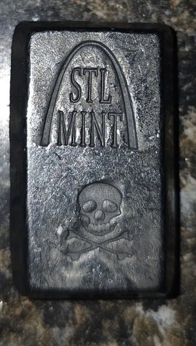 STL Mint 2 oz .999 Fine Silver Bar Skull & Crossbones