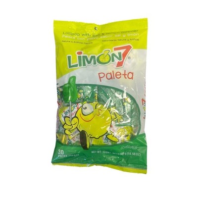 Paleta Limon 7 Salt & Lemon Powder Mexican Lollipop / 30 Pieces