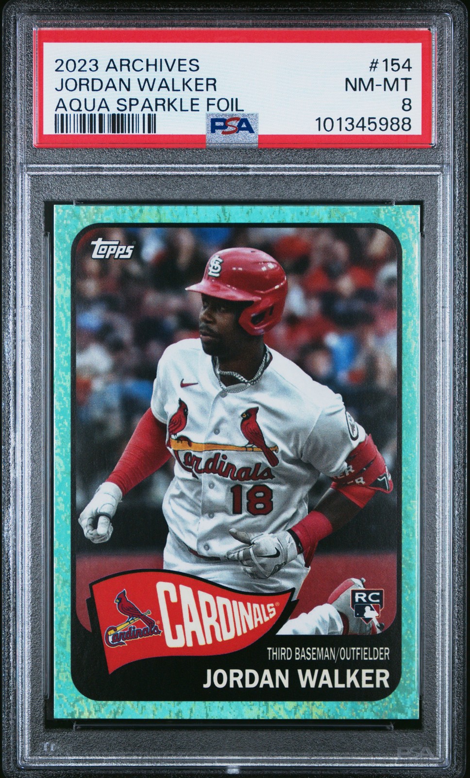 2023 TOPPS ARCHIVES AQUA SPARKLE FOIL #154 JORDAN WALKER ROOKIE RC 25/75 PSA 8