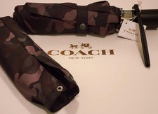 NWT Coach Camouflage UV Protection Umbrella   Black and Brown Camo Print-F63181