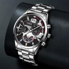 Montre homme quartz luxe acier inoxydable SHOOU S élégante business avec calendr