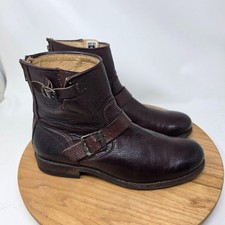 Frye Boots Womens 10 Ankle Biker Brown Leather Zip Buckle Moto Booties Western