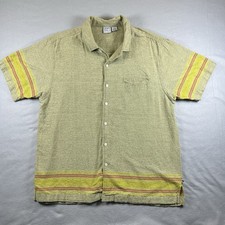 Vintage OP Ocean Pacific Yellow Green Beach Hawaiian Collared Button Down Shirt