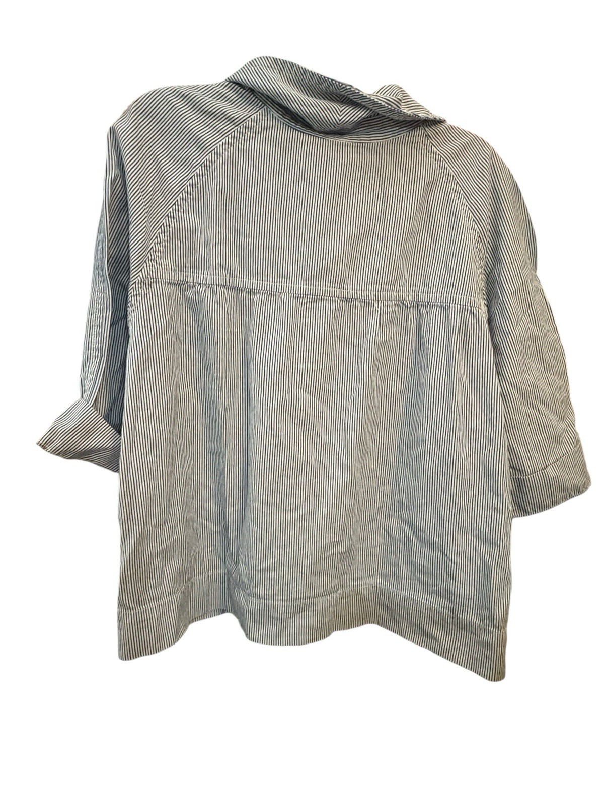 Sandro Striped Button Down Shirt Jacket Blue Whit… - image 6