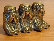 Solid Brass Vintage Three Wise Monkeys  (Speak No Evil See No Evil Hear No Evil)