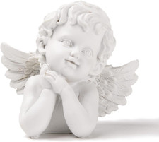Resin White Angle Statue Praying Cherub Statue Indoor Outdoor Home Garden Wings
