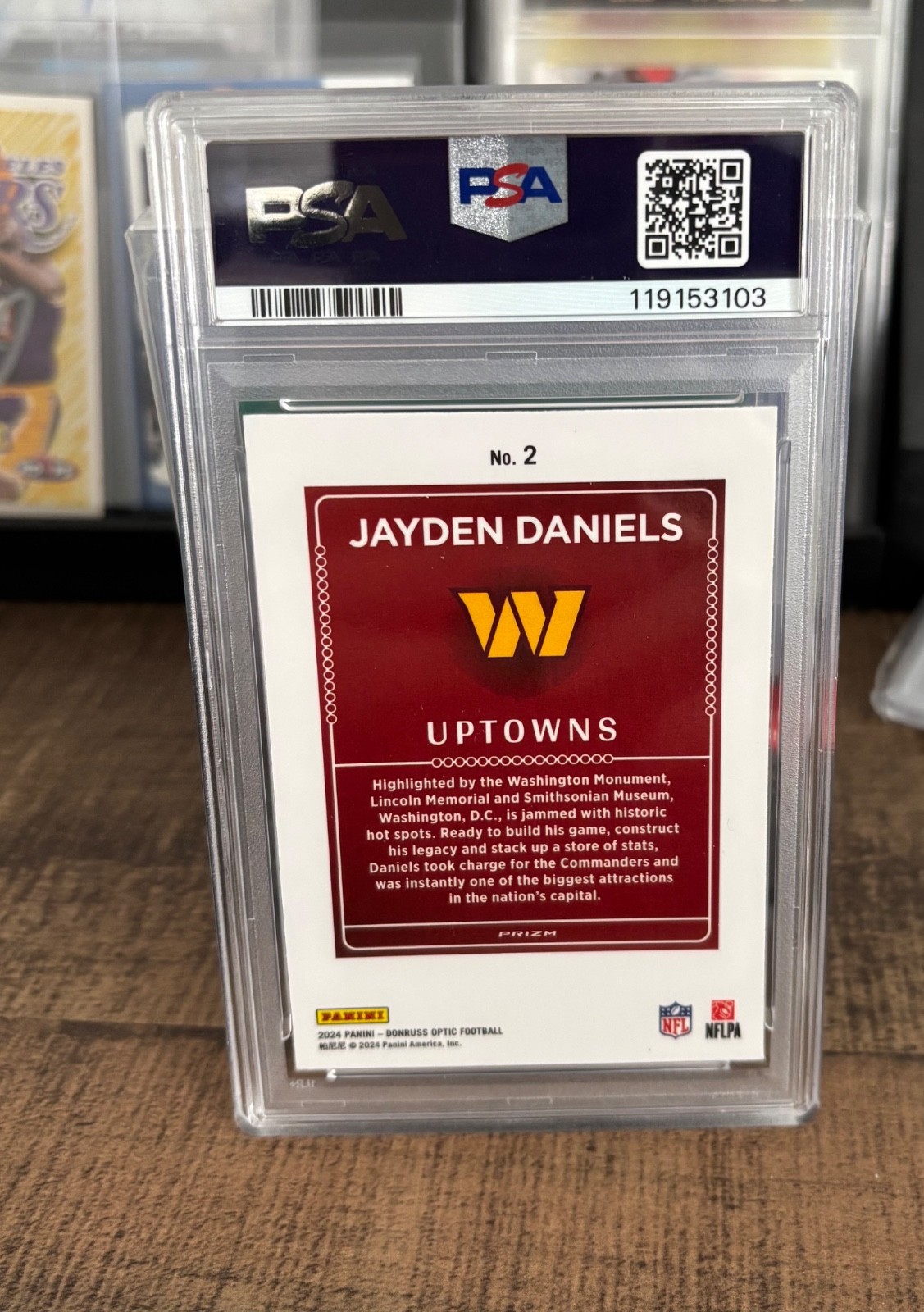 2024 PANINI DONRUSS OPTIC UPTOWNS #2 JAYDEN DANIELS PSA 9 view 2