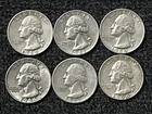 Lot of 6 - Silver Washington Quarter - 90% Junk Silver