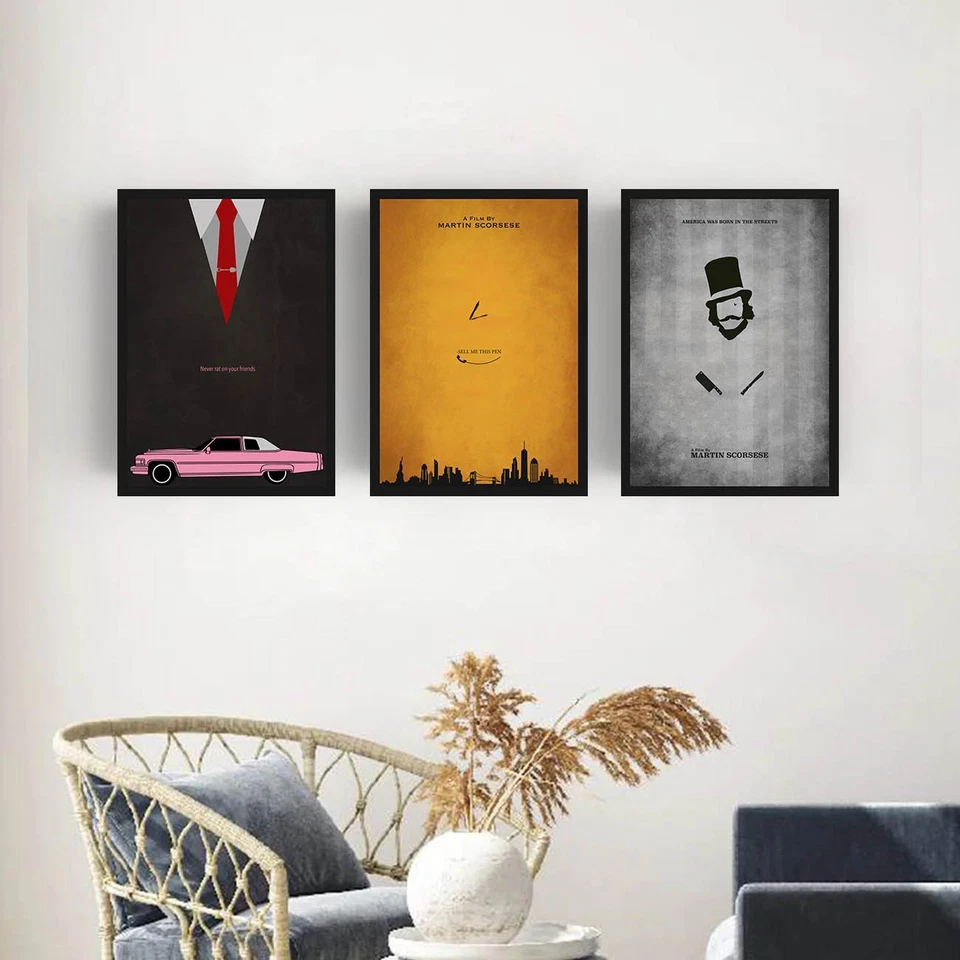 Juego de 3 carteles de películas Martin Scorsese Fan Art regalo para amantes del cine arte de pared Foto 3 de 4