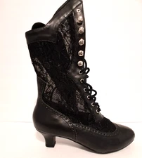 Victorian Lace High Heel Boots Black 6 Steampunk Goth Witchy Whimsigoth Festival