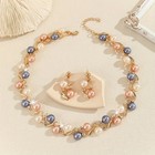 Luxury Pearl Rhinestone Necklace Earrings Set Leaf Design Women Jewelry Gift