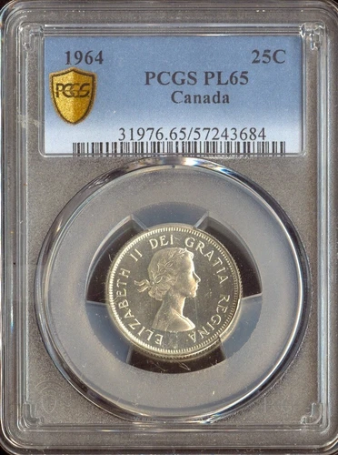 1964 Canada 25 Cents Silver PCGS PL65 Quality