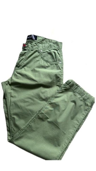 Men Kiton Trousers Green Cotton 34