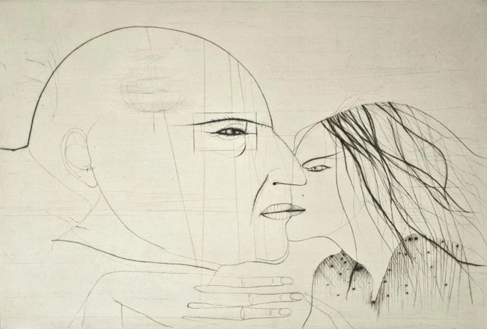 Paul Wunderlich Der Kuss Contemporary Griffelkunst signiert Kaltnadelradierung - Bild 3 von 4